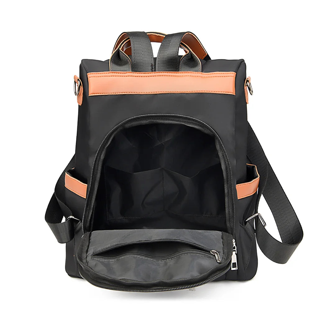 Women Casual Nylon Backpack Large Capacity Anti-theft Rucksack