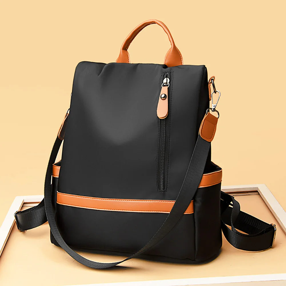 Women Casual Nylon Backpack Large Capacity Anti-theft Rucksack