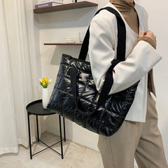 Women Casual Nylon Shoulder Bags Female Tote Handbags Large Capacity Quilted
