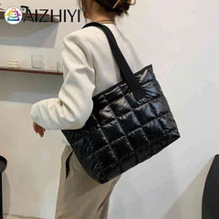 Women Casual Nylon Shoulder Bags Large Capacity Tote Handbags Quilted Shopping