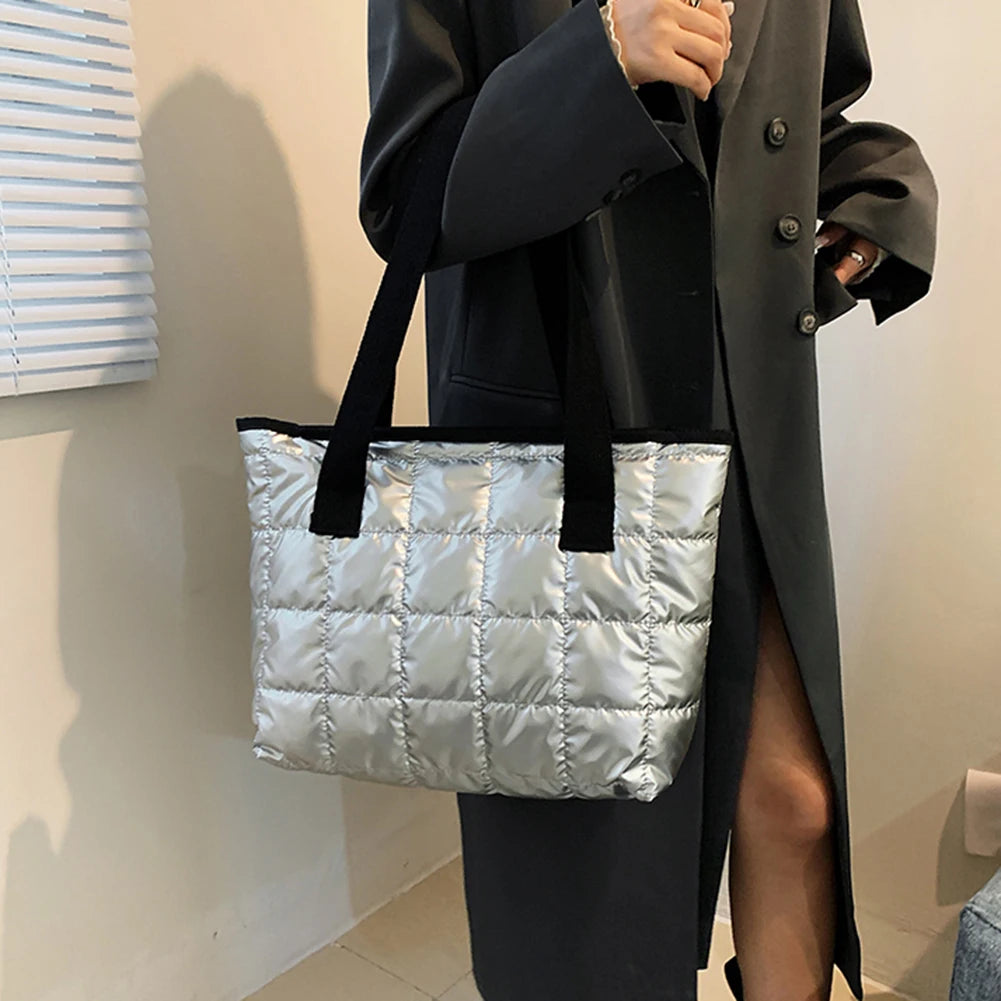 Women Casual Nylon Shoulder Bags Female Tote Handbags Large Capacity Quilted