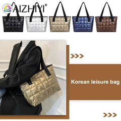 Women Casual Nylon Shoulder Bags Large Capacity Tote Handbags Quilted Shopping