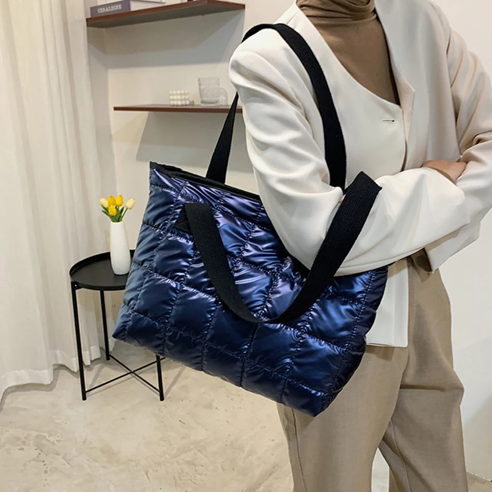 Women Casual Nylon Shoulder Bags Female Tote Handbags Large Capacity Quilted