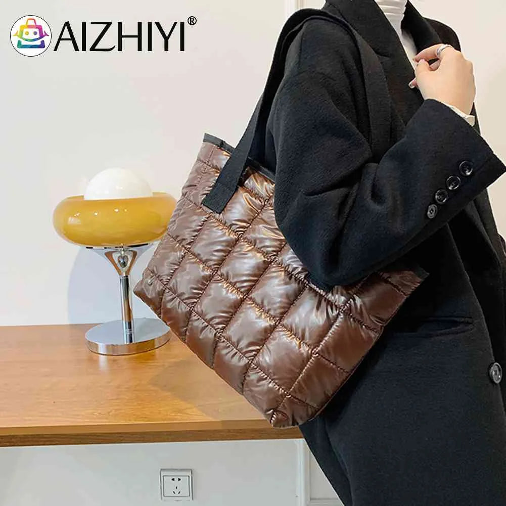 Women Casual Nylon Shoulder Bags Large Capacity Tote Handbags Quilted Shopping