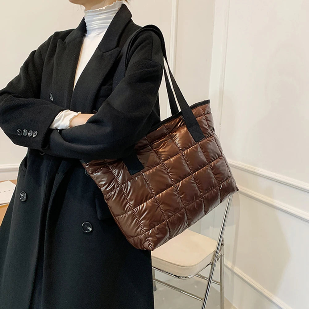 Women Casual Nylon Shoulder Bags Female Tote Handbags Large Capacity Quilted