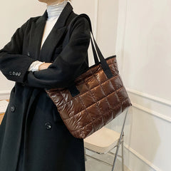 Women Casual Nylon Shoulder Bags Female Tote Handbags Large Capacity Quilted