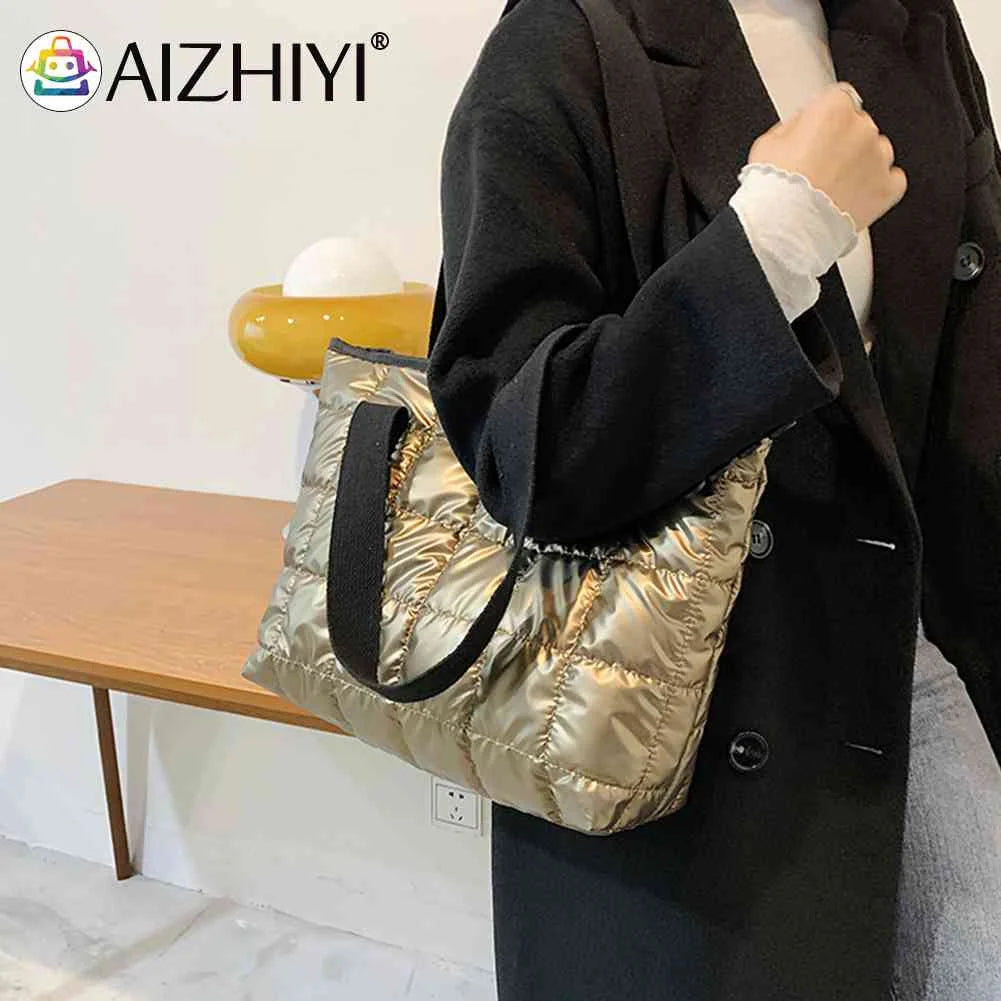 Women Casual Nylon Shoulder Bags Large Capacity Tote Handbags Quilted Shopping