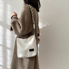 Women PU Leather Crossbody Bucket Bag Large Capacity Shoulder Satchel