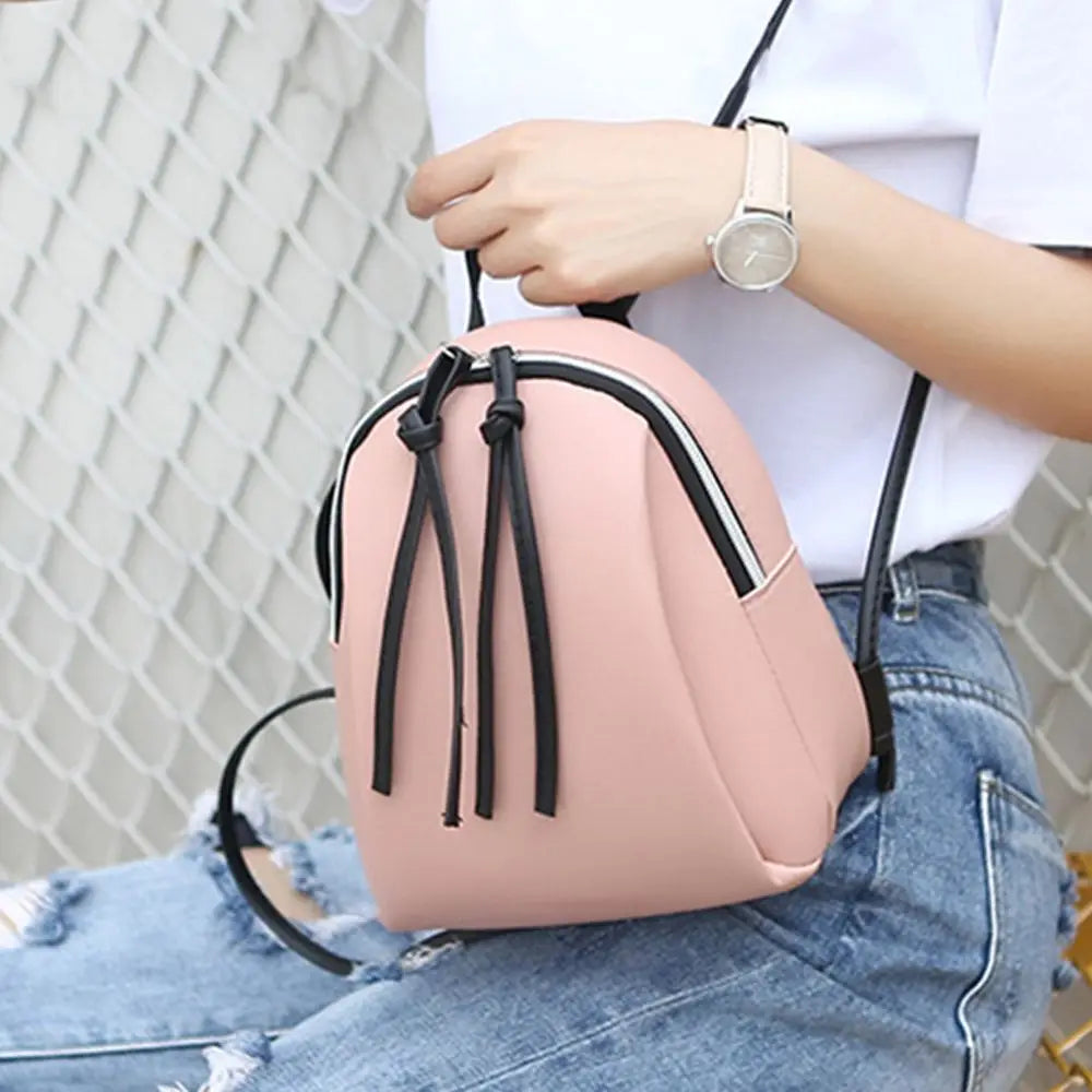 Women Casual PU Leather Mini Backpack Traveling Bags Student Bookbags
