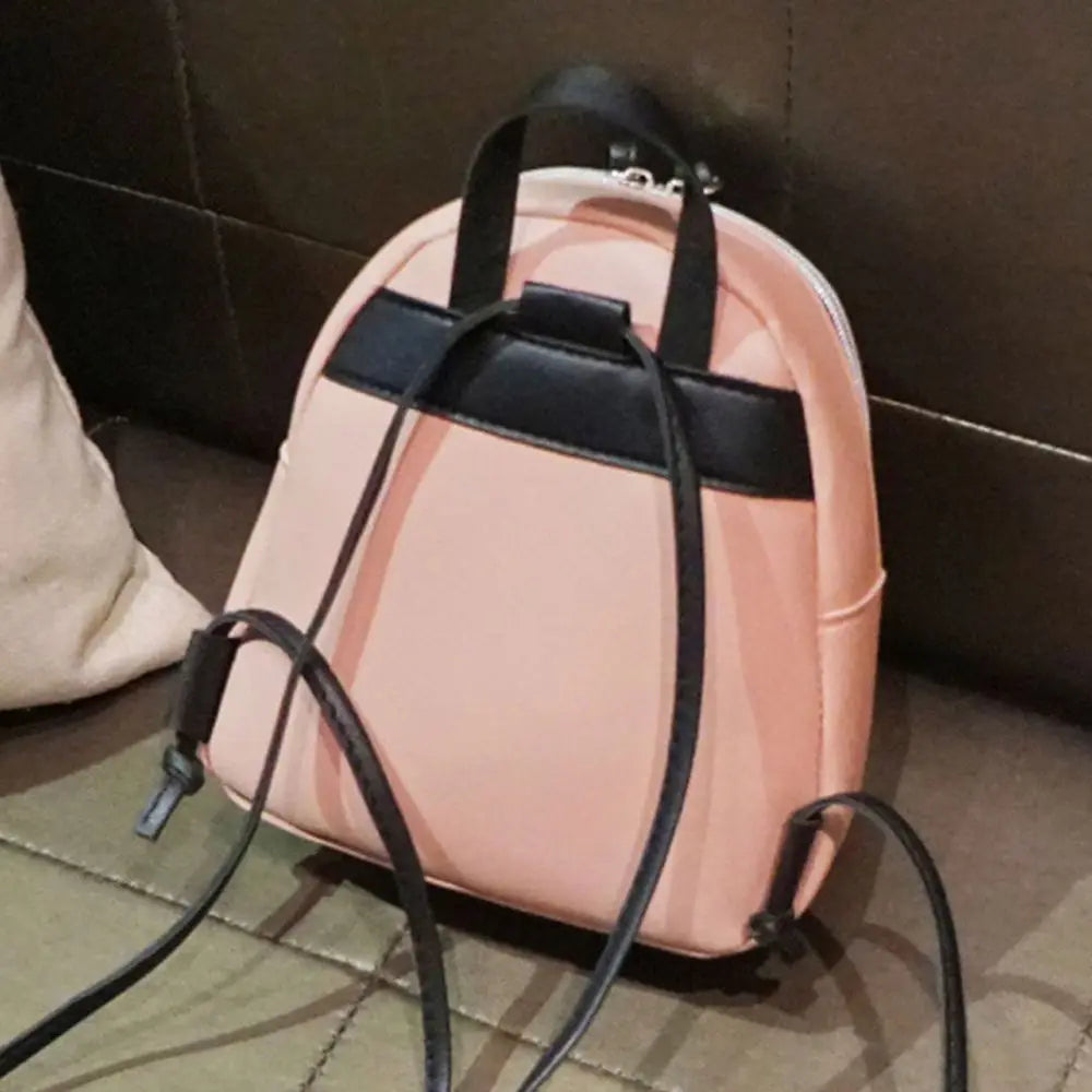 Women Casual PU Leather Mini Backpack Traveling Bags Student Bookbags