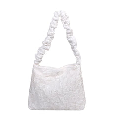 Women Casual Pleated Shoulder Bags Solid Handbags Large Capacity Tote