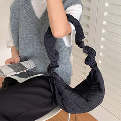Women Casual Ruched Shoulder Bag Quilted Crossbody Handbag