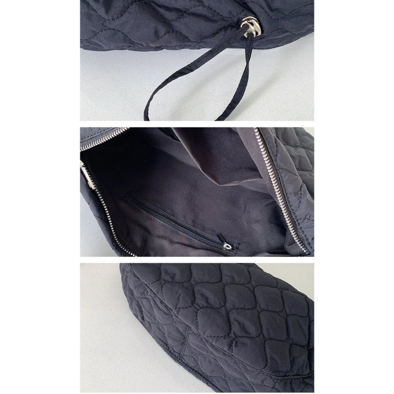 Women Casual Ruched Shoulder Bag Quilted Crossbody Handbag