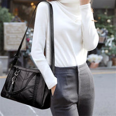 Women Casual Tassel Handbag Large Capacity Shoulder Bag Vintage PU Leather