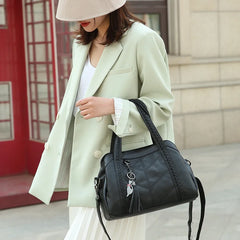 Women Casual Tassel Handbag Large Capacity Shoulder Bag Vintage PU Leather