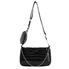 Women Casual Shoulder Bag 2 Pieces Set Stone Pattern Leather Women Bags