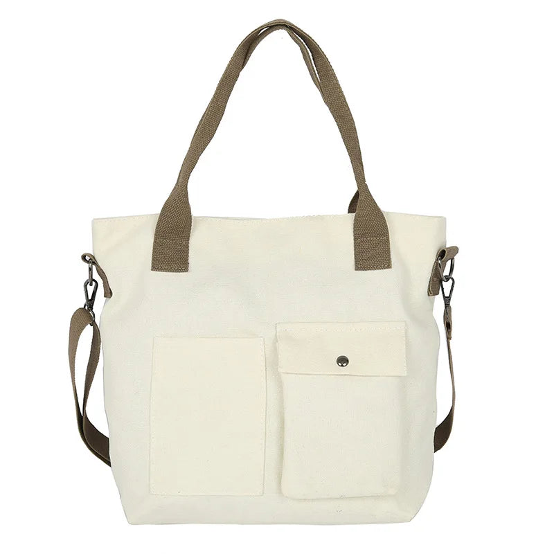 Women Casual Solid Crossbody Canvas Bags Large Capacity Shopping Handbag