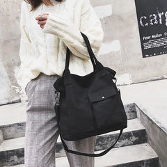 Women Casual Solid Crossbody Canvas Bags Large Capacity Shopping Handbag