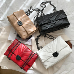 Women Solid Lattice Pattern Crossbody Messenger Bag PU Leather Large Capacity