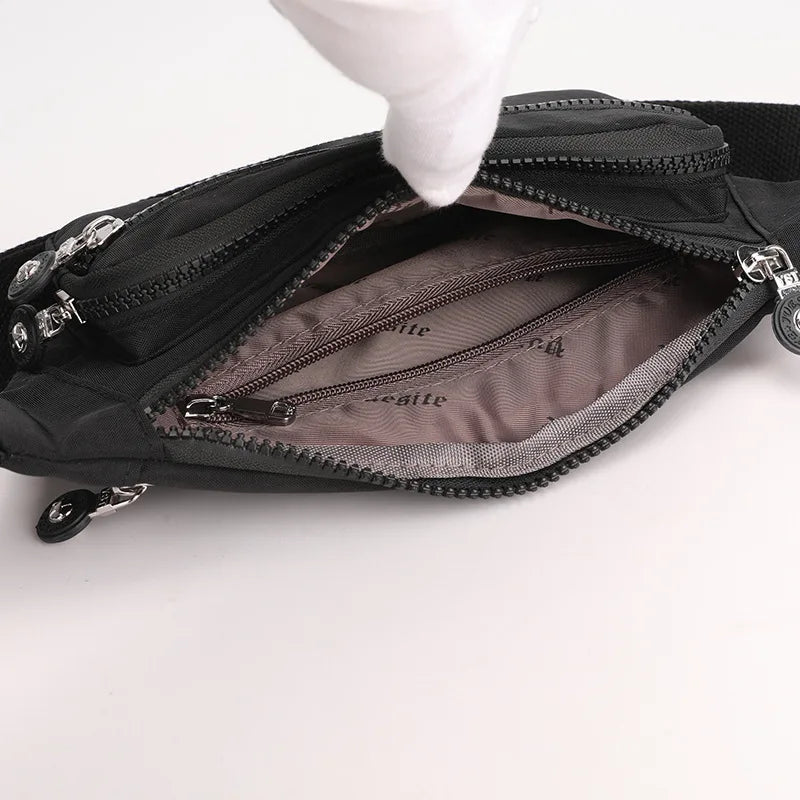 Women Casual Nylon Waist Pack Shoulder Bag for Travelling