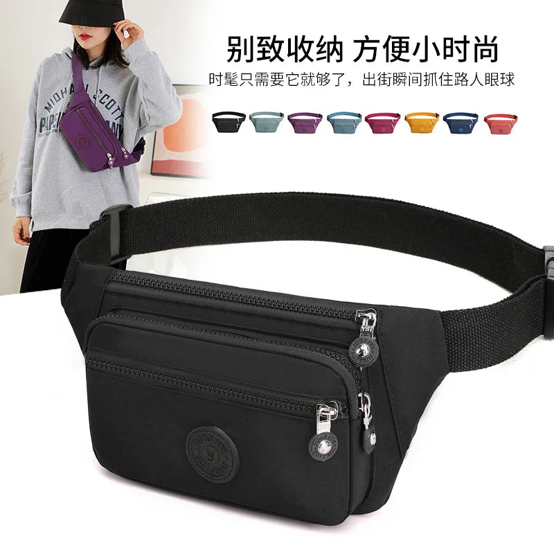 Women Casual Nylon Waist Pack Shoulder Bag for Travelling