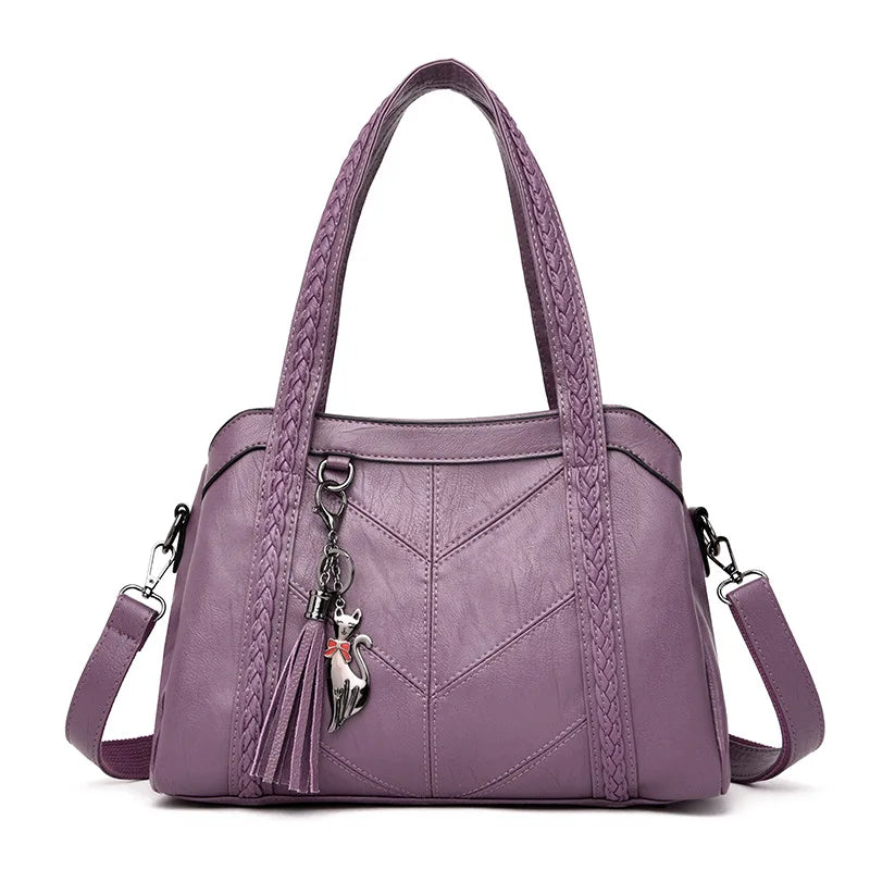 Vintage Leather Crossbody Bag for Women - Brown