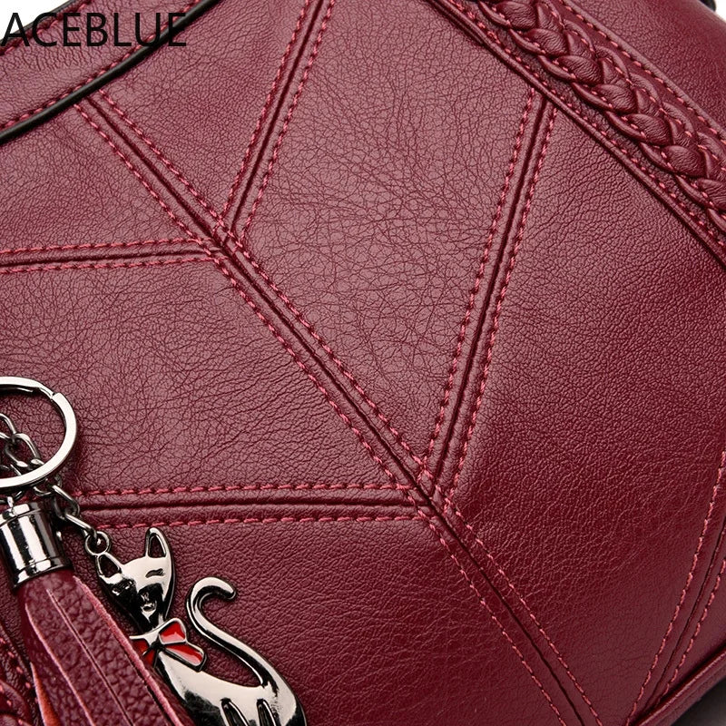 Vintage Leather Crossbody Bag for Women Tote Ladies Small Shoulder Bag