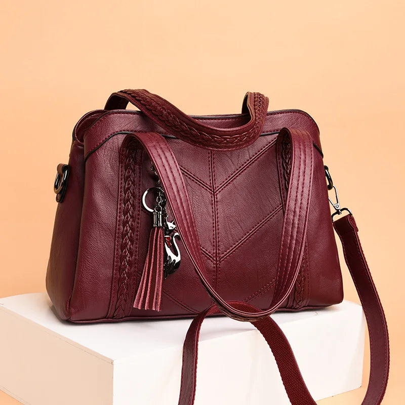 Vintage Leather Crossbody Bag for Women - Brown