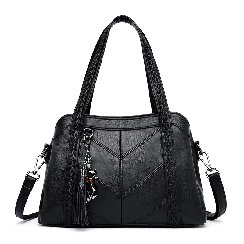 Vintage Leather Crossbody Bag for Women - Brown