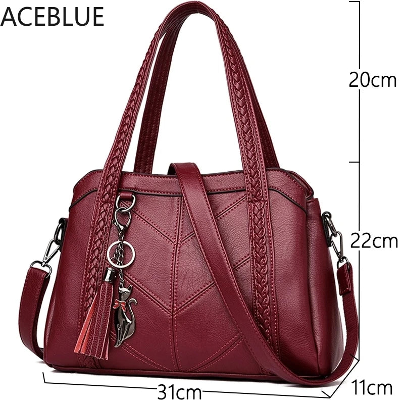 Vintage Leather Crossbody Bag for Women Tote Ladies Small Shoulder Bag