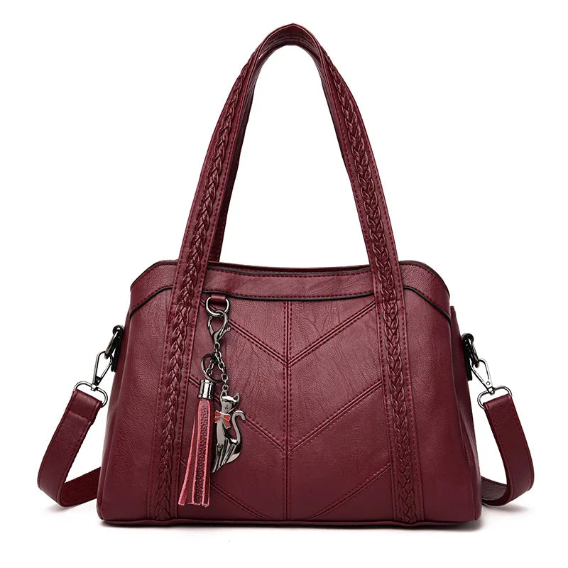 Vintage Leather Crossbody Bag for Women - Brown
