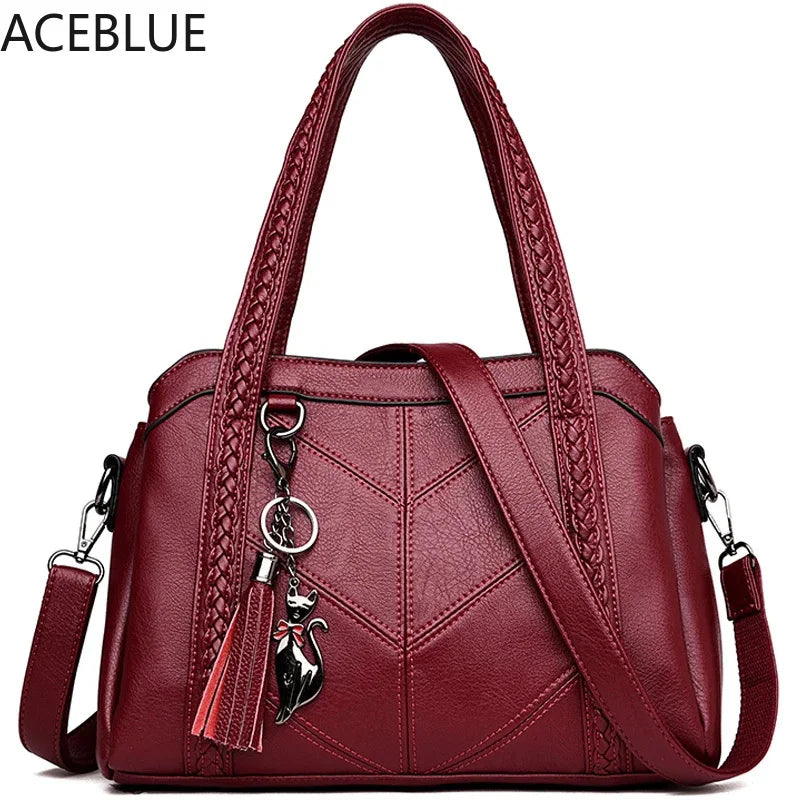 Vintage Leather Crossbody Bag for Women Tote Ladies Small Shoulder Bag