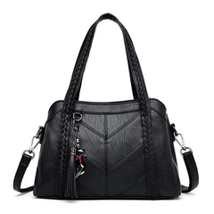 Vintage Leather Crossbody Bag for Women - Brown