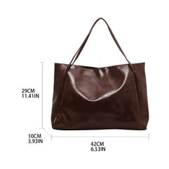 Women Casual Tote Large Capacity Shoulder Bag Soft PU Leather Handbag