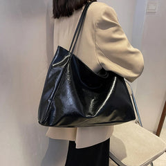 Women Casual Tote Large Capacity Shoulder Bag Soft PU Leather Handbag