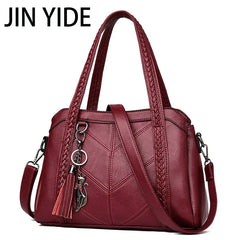 Women Tassel Handbag Large Capacity Shoulder Bag Ladies PU Leather Crossbody