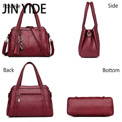 Women Tassel Handbag Large Capacity Shoulder Bag Ladies PU Leather Crossbody