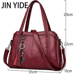 Women Tassel Handbag Large Capacity Shoulder Bag Ladies PU Leather Crossbody