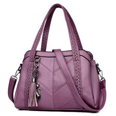Women Tassel Handbag Large Capacity Shoulder Bag Ladies PU Leather Crossbody