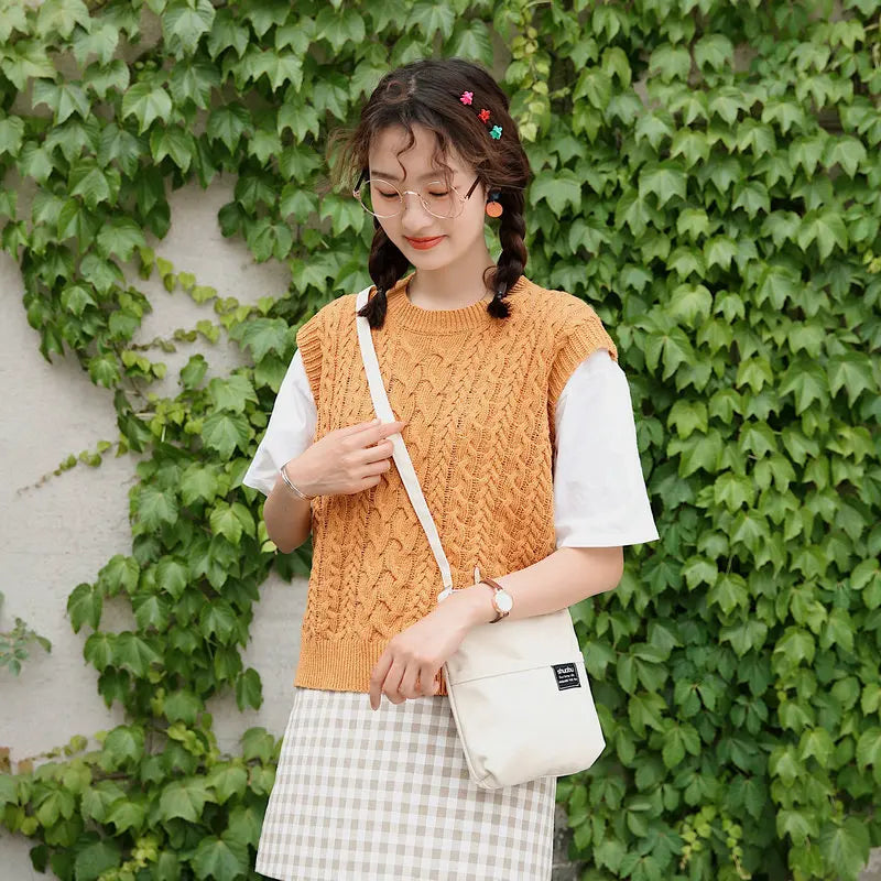Women Casual Canvas Shoulder Bag Small Crossbody Purse Student Messenger Bag