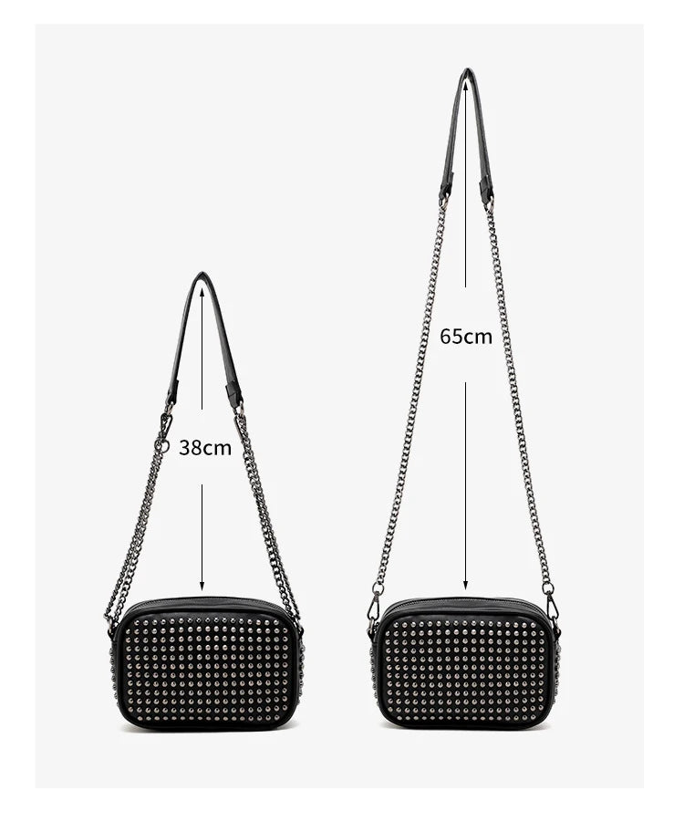 Women Chain Crossbody Bag Rivet Messenger Small Shoulder