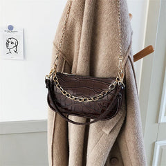 Women Chain Handbag Crocodile Pattern Travel Tote Mini Shoulder Bag
