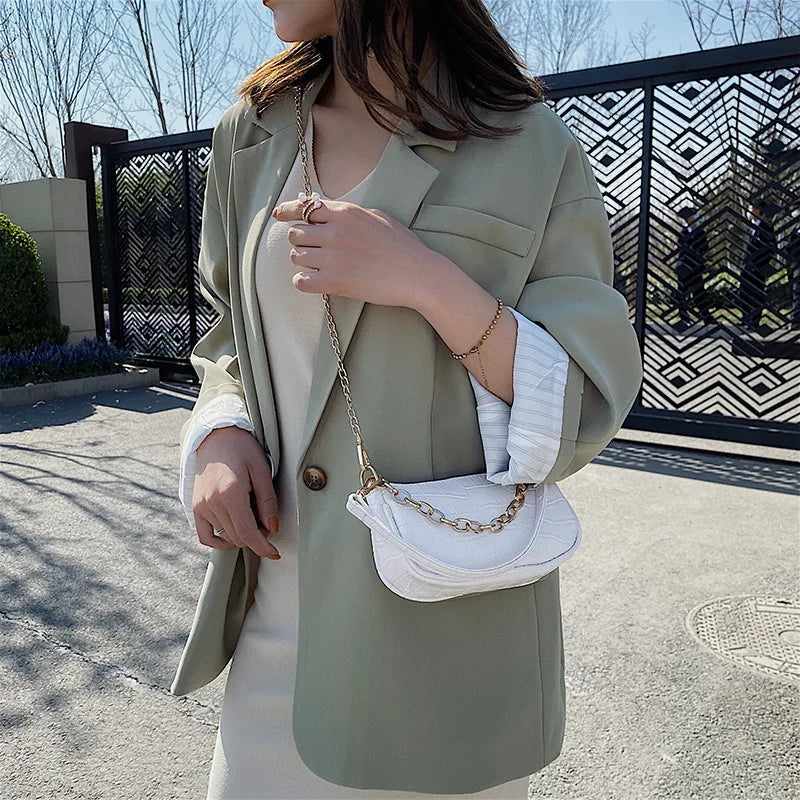 Women Chain Handbag Crocodile Pattern Travel Tote Mini Shoulder Bag
