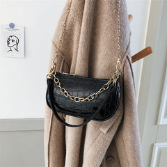 Women Chain Handbag Crocodile Pattern Travel Tote Mini Shoulder Bag