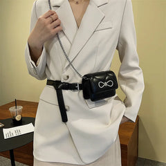 Women Leather Waist Bag Chain Fanny Pack Rhomb Shoulder Belt Ladies Chest Bag