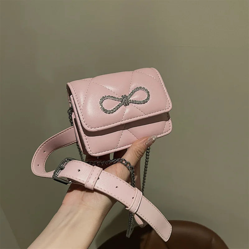 Women Leather Waist Bag Chain Fanny Pack Rhomb Shoulder Belt Ladies Chest Bag