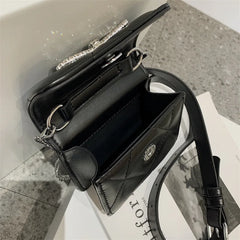 Women Leather Waist Bag Chain Fanny Pack Rhomb Shoulder Belt Ladies Chest Bag