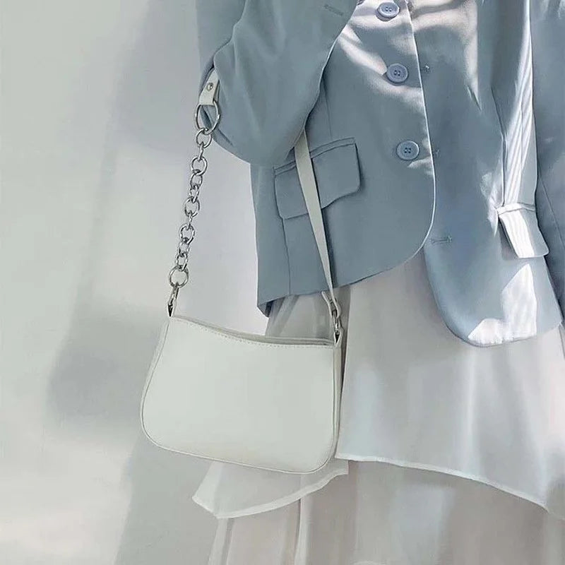 Women Chain Shoulder Bags PU Leather Crossbody Underarm Thread Lady Handbags