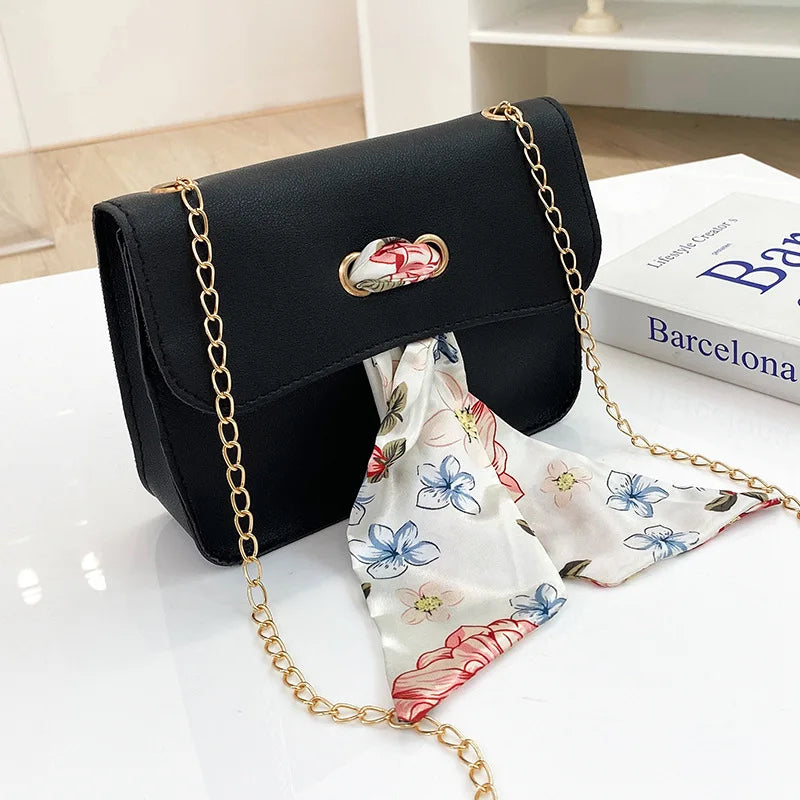 Small Shoulder Bag with Silk Scarf Crossbody Bags for Women