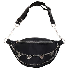 Women Chain Waist Bag Nylon Zipper Travel Phone Chest Bag